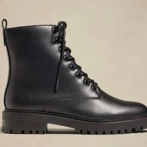 Banana Republic Black Faux Leather Combat Boots